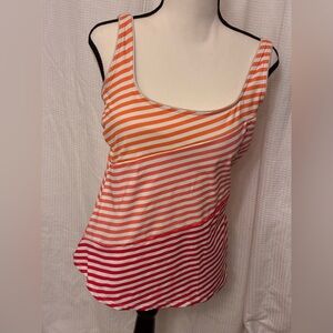 Lands’ End Tankini swim top size 10 adjustable straps, attached padded bra